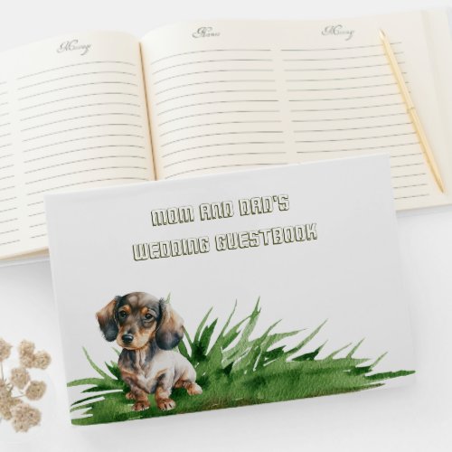 Happy Dachshund  Dog Wedding   Guest Book