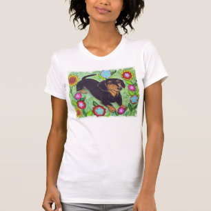 Happy Dachshund in garden flowers T Shirt