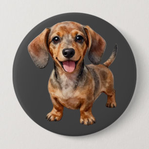 Happy Dachshund Puppy Button
