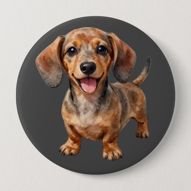 Happy Dachshund Puppy Button (Front)
