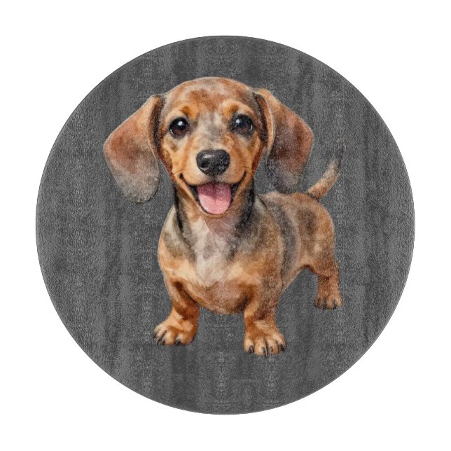Happy Dachshund Puppy Cutting Board (Front)