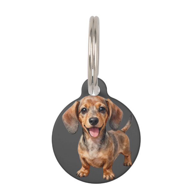 Happy Dachshund Puppy Pet ID Tag (Front)