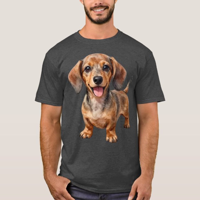 Happy Dachshund Puppy T-Shirt (Front)