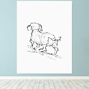 Happy Dachshund  – Sausage Dog Illustration Canvas Print
