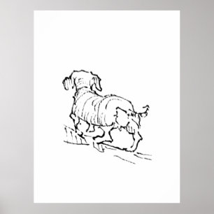 Happy Dachshund  – Sausage Dog Illustration Poster
