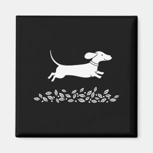 Happy Dachshund With Autumn Leaves For Pet Lovers Magnet