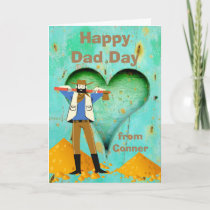 Happy Dad Day with Carved Heart and Cowboy Card