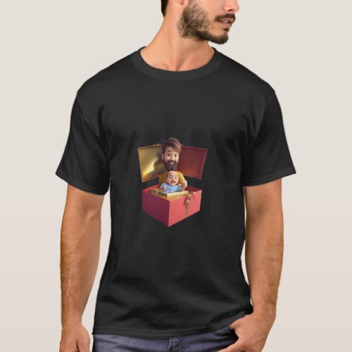 happy dad open a gift box T_Shirt