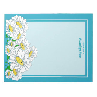 Happy Daisies Blue - Blue Unlined  Notepad