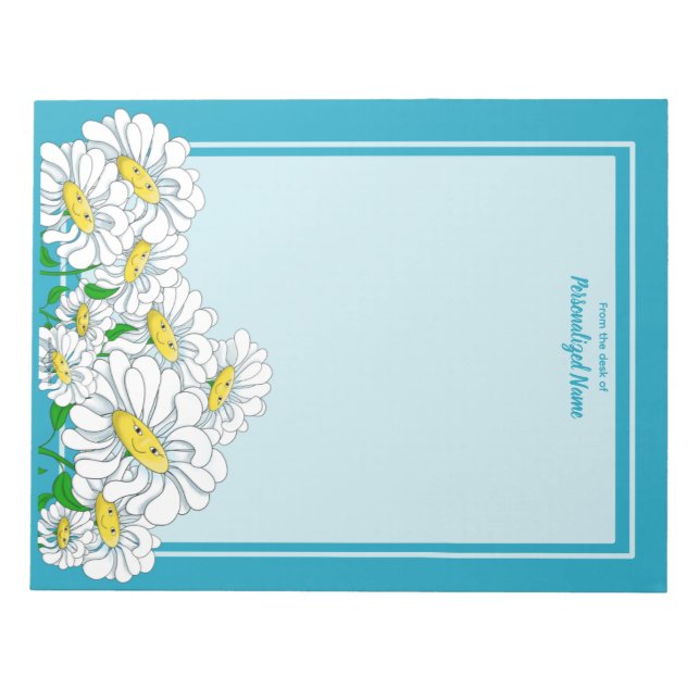 Happy Daisies Blue - Blue Unlined  Notepad (Front)