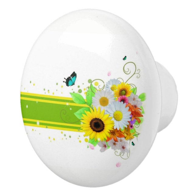 Happy Daisies Ceramic Knob (Right)
