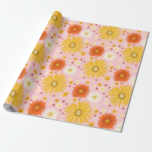 Happy Daisies Colorful Pattern Wrapping Paper
