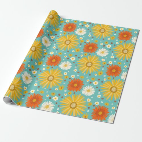 Happy Daisies Colorful Pattern Wrapping Paper