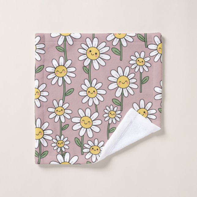 Happy Daisies Pattern - Cute Floral Design Wash Cloth (Wash Cloth)