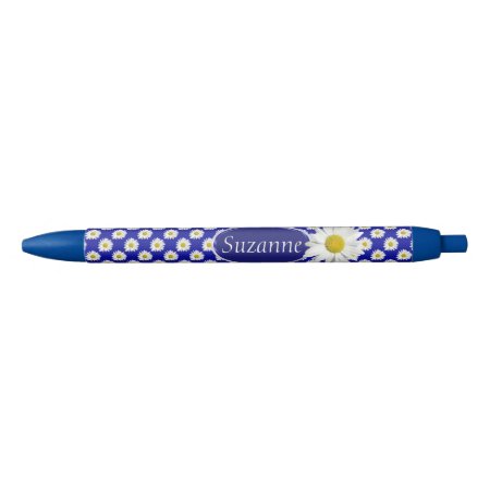 Happy Daisies With Personal Name Blue Ink Pen