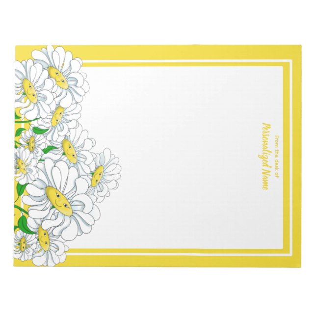 Happy Daisies Yellow-White Unlined  Notepad (Front)