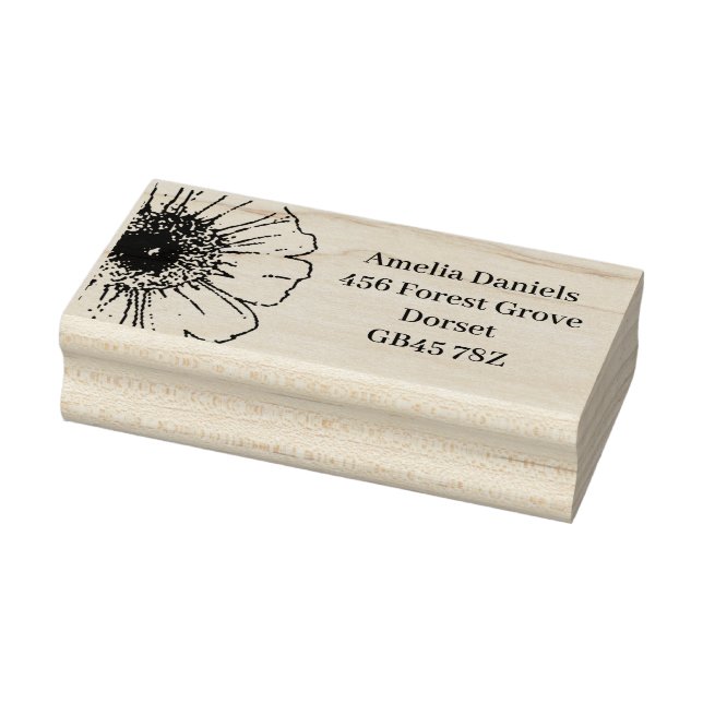 Happy Daisy Address label Rubber Stamp (Stamp)
