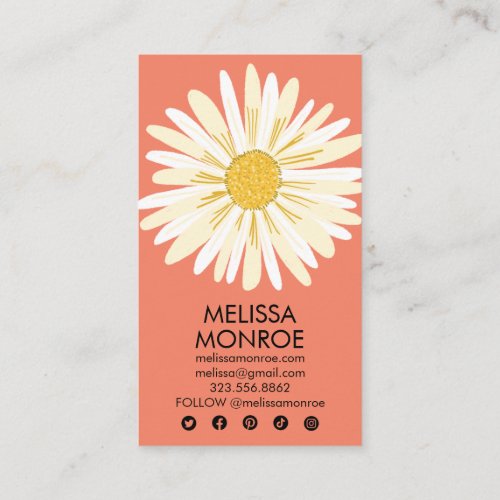 Happy Daisy illustrated Social Media Icons  Business Card