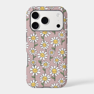Happy Daisy Smiles Pink Floral Pattern iPhone 17 Pro Case