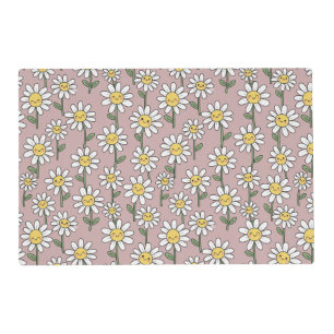 Happy Daisy Smiles Pink Floral Pattern Placemat