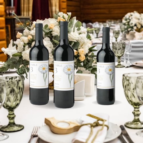 Happy Daisy Table Number Wine Label
