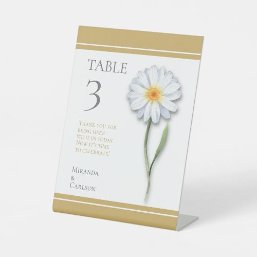 Happy Daisy Wedding Table Number Pedestal Sign