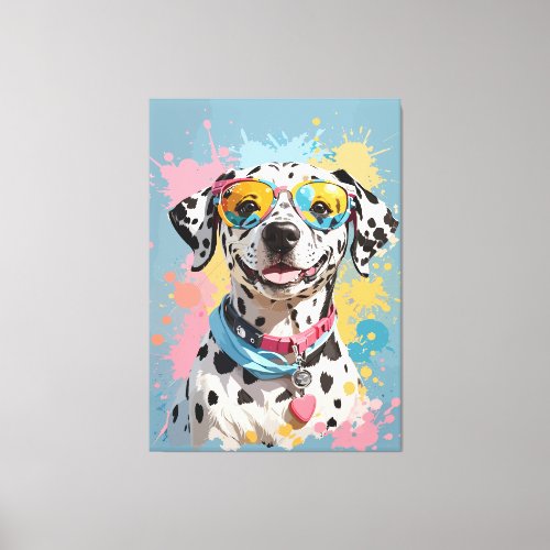 happy Dalmatian dog face illustration Canvas Print