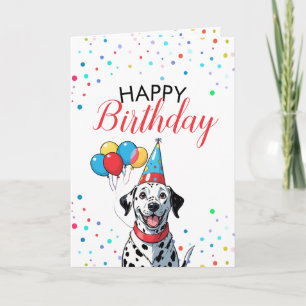 Happy Dalmatian with Balloons Birthday Card