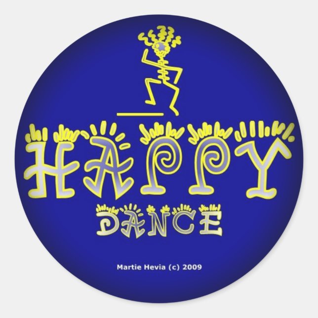 Happy Dance (2c) - Fade to Black Round Stickers (Front)