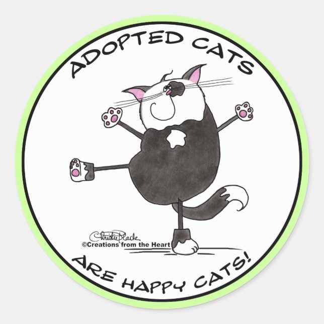 Happy Dance Cat Classic Round Sticker (Front)