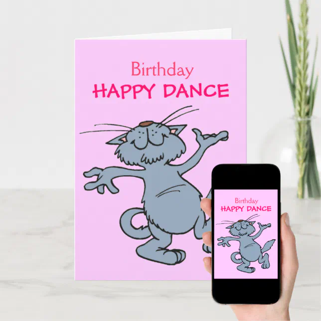 Happy Dance Happy Birthday Dancing Cartoon Cat Card Zazzle Happy Dance Happy Birthday Dancing Cartoon Cat Card Zazzle