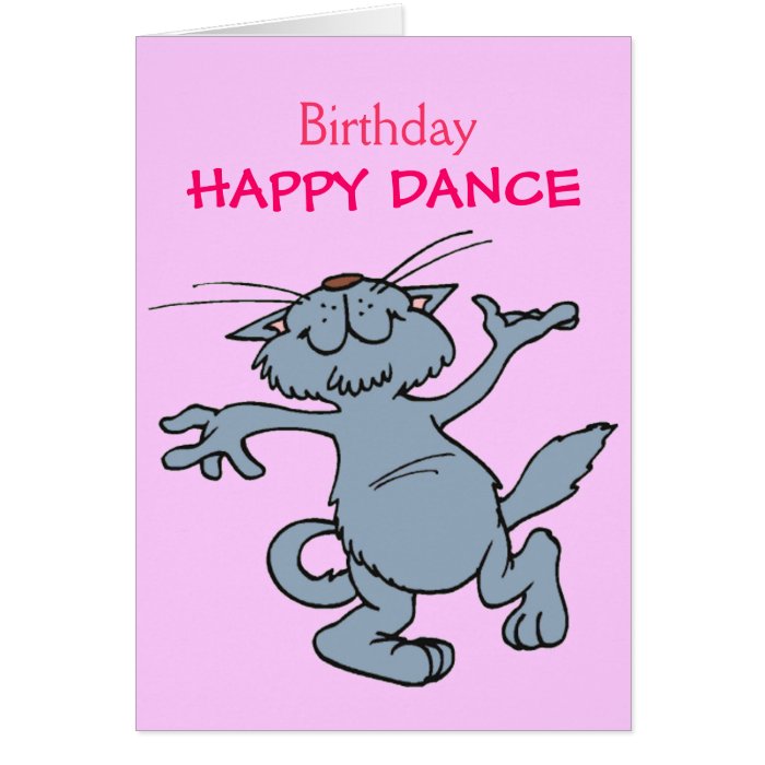 Happy Dance Happy Birthday Dancing Cartoon Cat Greeting Cards