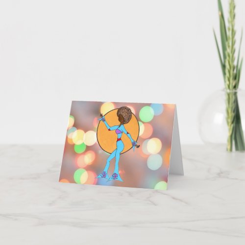 HAPPY DANCE Party Lights Blank Thank You Note Card
