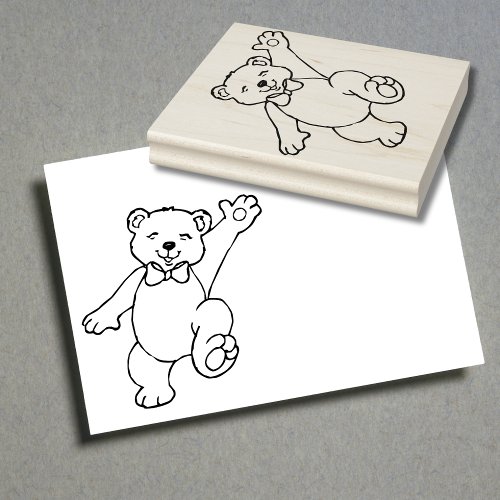 Happy Dance Teddy Bear Silhouette Rubber Stamp