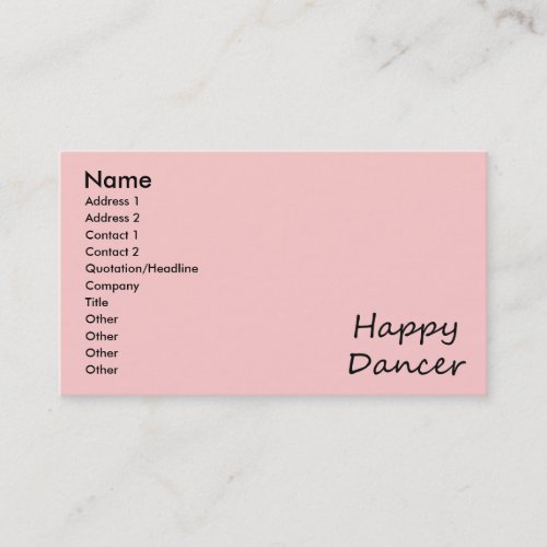 Happy Dancer black script Business Card