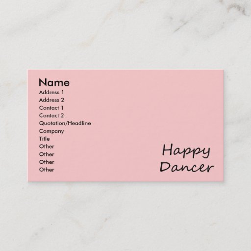 Customizable Happy Dancer black script Business Card