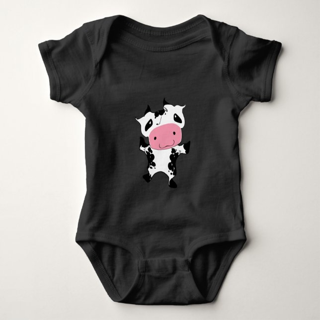 Happy Dancin' Cute Kawaii Cow - Baby Bodysuit (Front)