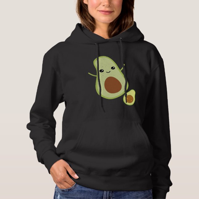 Happy Dancing Adult and Baby Avocado Hoodie (Front)