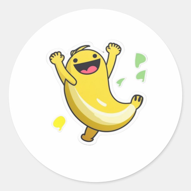 Happy Dancing Banana Classic Round Sticker (Front)