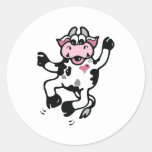 Happy Dancing Cow Classic Round Sticker