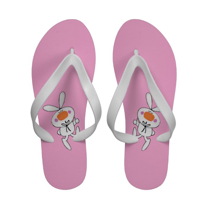 Happy Dancing Cute Cartoon White Rabbit Bunny Sandals