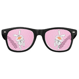 Happy Dancing Cute Cartoon White Rabbit Bunny Retro Sunglasses