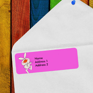 Happy Dancing Cute White Rabbit Label