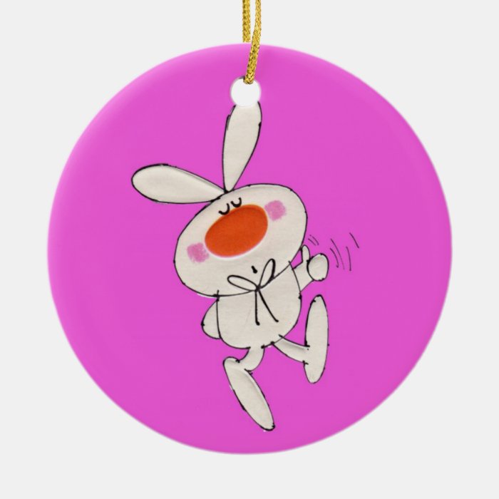 Happy Dancing Cute White Rabbit Ornaments