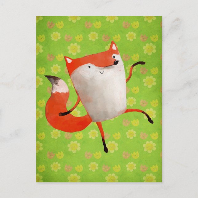 Happy Dancing Fox Postcard (Front)