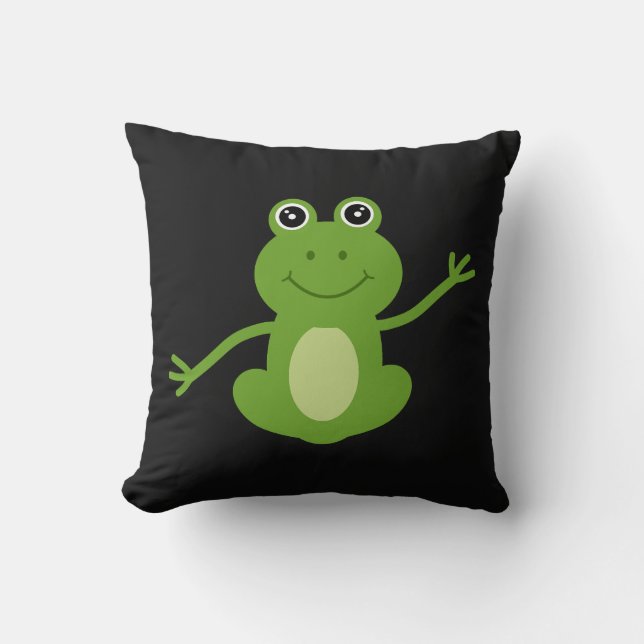 Happy dancing frog throw pillow (Front)