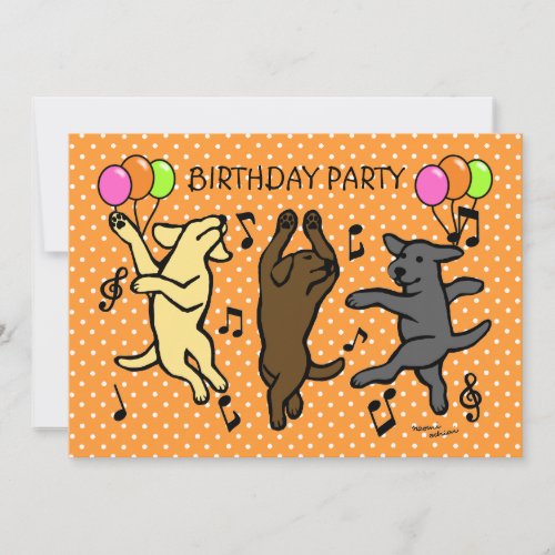 Happy Dancing Labrador Trio Birthday Party Invitation