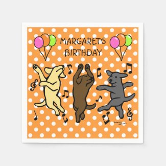 Happy Dancing Labrador Trio Birthday Party Napkin