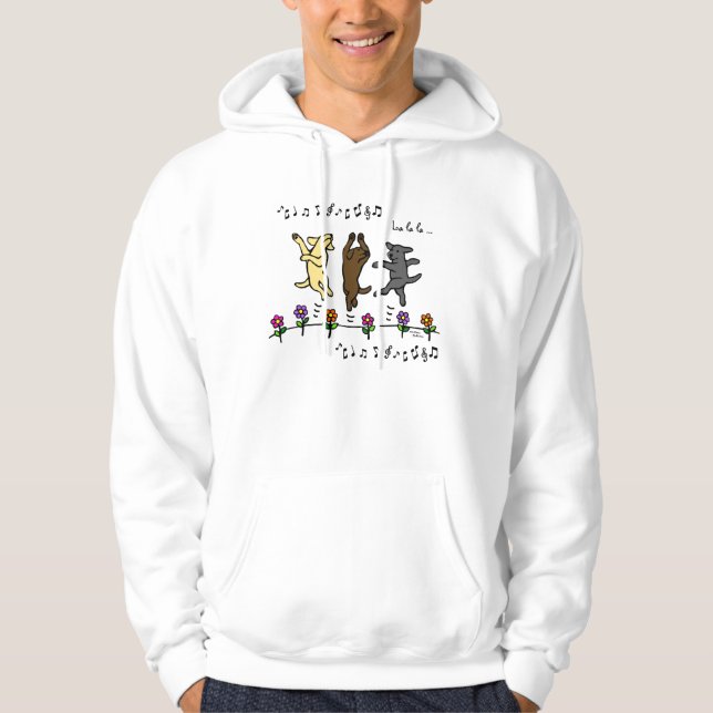 Happy Dancing Labrador Trio Cartoon Flowers Hoodie (Front)