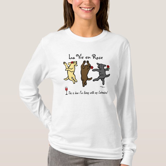Happy Dancing Labrador Trio Cartoon T-Shirt (Front)